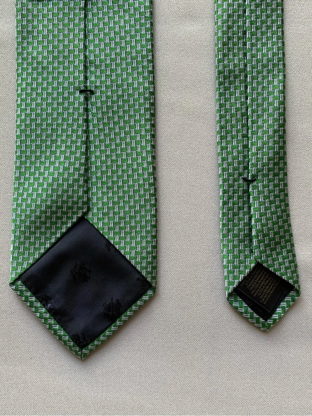 Brooks Brothers Makers Mens Silk Tie Green Geometric Italy Woven USA 58x3.5